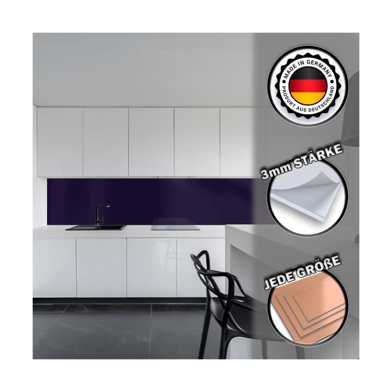 Keuken achterwand van samengesteld aluminium, spatbescherming keuken, 3 mm dik, nachtblauw, 50 x 200 cm